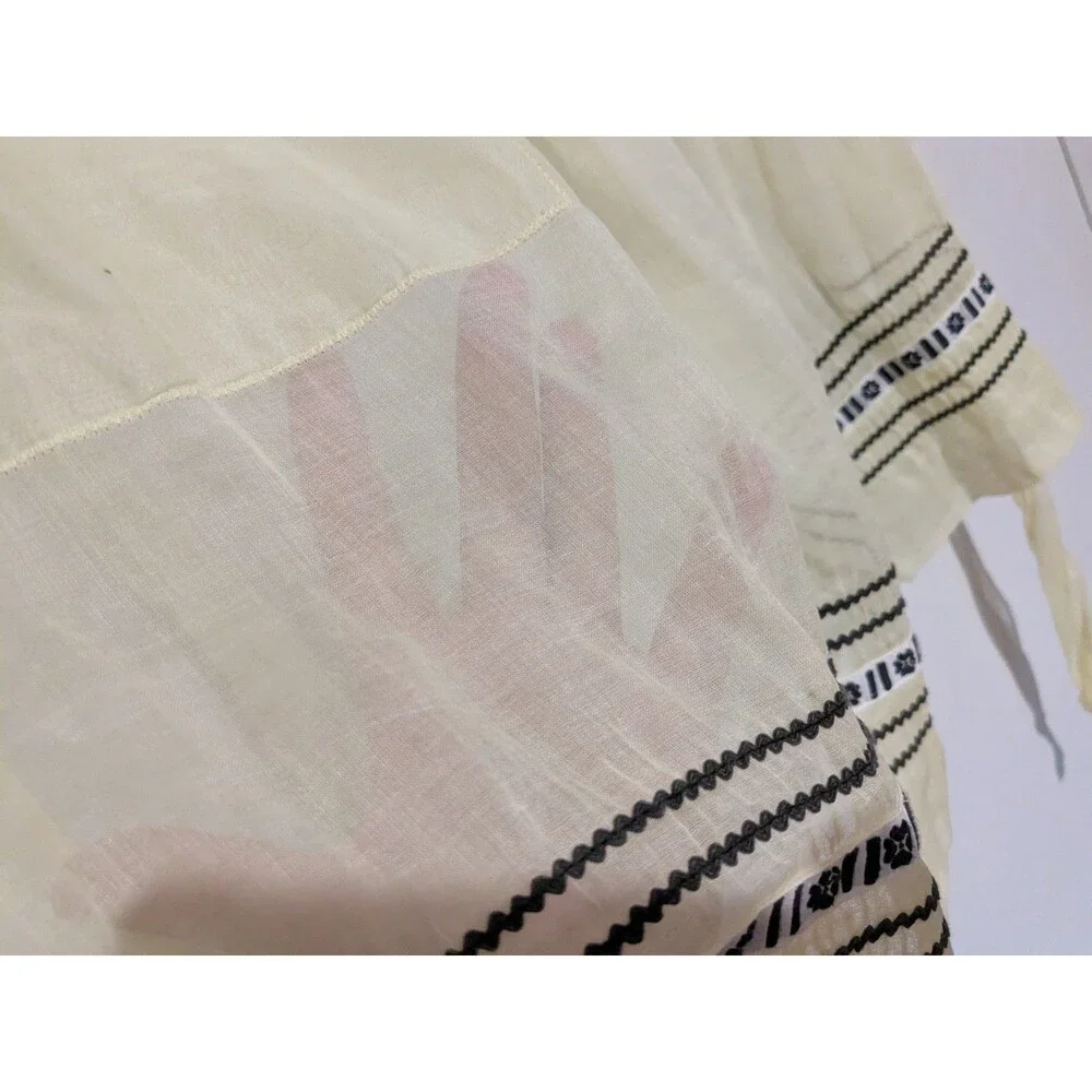 Vintage 50s Yellow Semi Sheer Half Apron Ribbon Trim Ric Rac 2 Pockets Exc